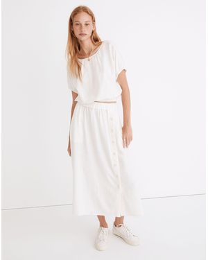 MW Linen-Blend Michele Bubble Top - White