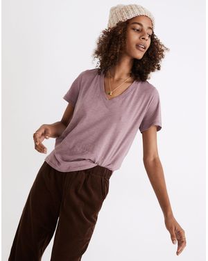 MW Whisper Cotton V-Neck Tee - Purple