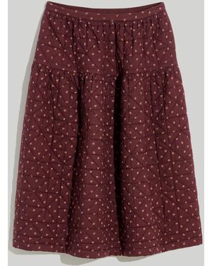 MW Quilted Crinkle Cotton Midi Skirt - Purple