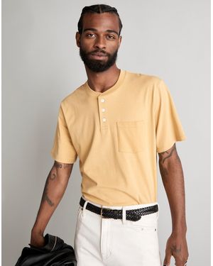 MW Textured Cotton Pocket Henley Tee - Natural
