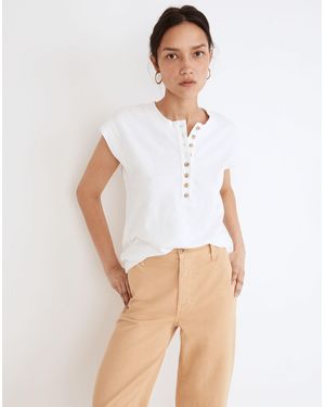 MW Garment-Dyed Henley Muscle Tee - White
