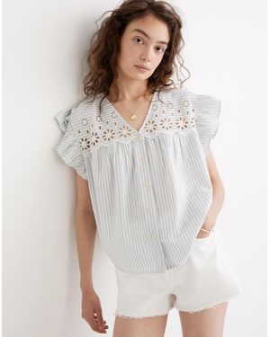 MW Eyelet Button-Front Shirt - White