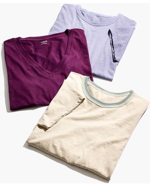 MW Whisper Cotton Rib-Crewneck Tee - Purple
