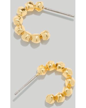 MW Puffed Charm Huggie Hoop Earrings - White