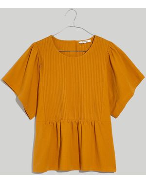 MW Pleated Flutter-Sleeve Top - Yellow