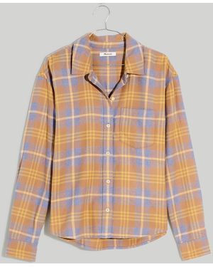 MW Plus Flannel Oversized Boyfriend Shirt - Blue