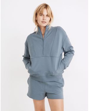 MW Richer Poorer Terry Quarter-Zip Mockneck Sweatshirt - Blue