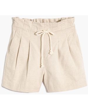MW Drawstring Pull-On Paperbag Shorts - White