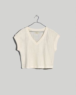 MW Knit Mesh V-Neck Crop Tee - Natural