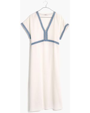 MW Embroidered Midi Tunic Cover-Up Dress - Natural