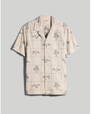 MW Embroidered Crinkle Cotton Easy Short-Sleeve Shirt - Grey
