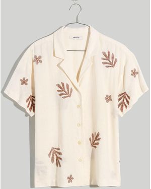 MW Leaf Embroidered Camp Shirt - White