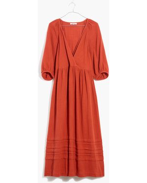MW Marianna Puff-Sleeve Midi Dress - Red