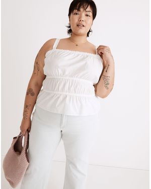 MW Plus Poplin Sophia Peplum Tank - White