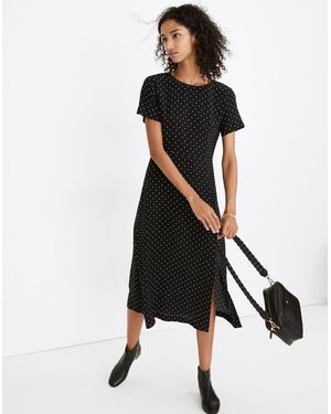 MW Silk Crewneck Midi Dress - Black