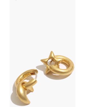 MW Chunky Star And Moon Huggie Hoop Earrings - Metallic
