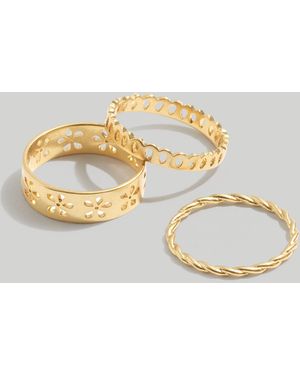 MW Eyelet Lace Stacking Ring Set - Metallic