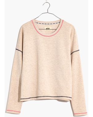 MW L Superbrushed Contrast-Stitched Easygoing Sweatshirt - Natural