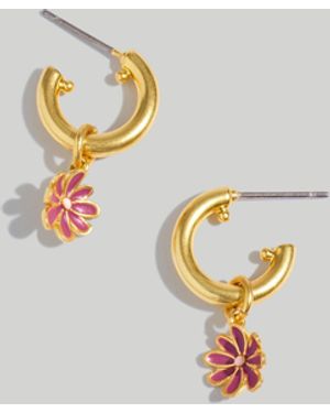 MW Enamel Daisy Drop Hoop Earrings - Metallic