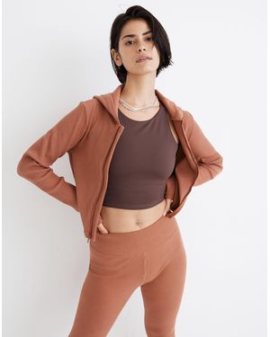 MW L Superribbed Crop Hoodie Jacket - Brown