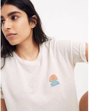 MW Ocean Sunset Graphic Oversized Tee - White