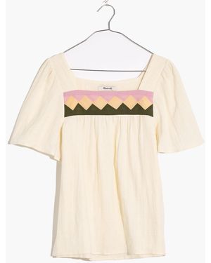 MW Patchwork Square-Neck Top - White
