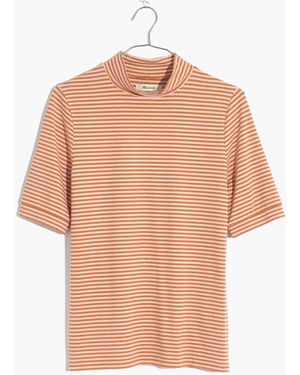 MW Striped Drapey Mockneck Top - Purple