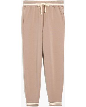 MW L Superbrushed Easygoing Sweatpants: Striped Trim Edition - White