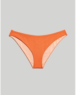 MW Madewell Second Wave Ribbed Classic Cheeky Bikini Bottom - Multicolour