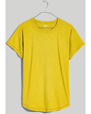 MW Whisper Cotton Rib-Crewneck Tee - Yellow