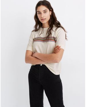 MW Recycled Cotton Placed-Stripe Relaxed Tee - Black