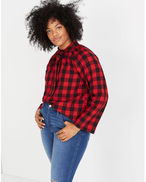 MW Tie-Neck Popover Shirt - Red