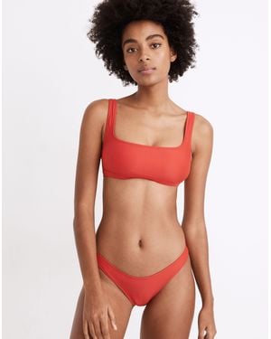 MW Madewell Second Wave Curved-Waist Bikini Bottom - Red
