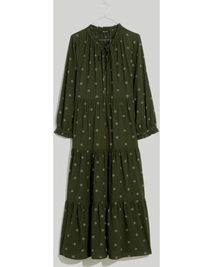 MW Plus Tie-Neck Tiered Midi Dress - Black