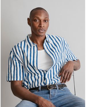 MW Crinkle Cotton Perfect Short-Sleeve Shirt - Blue