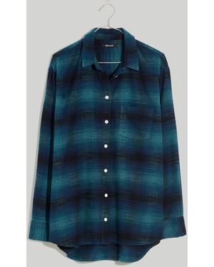 MW Slub Flannel Oversized Ex-Boyfriend Shirt - Blue