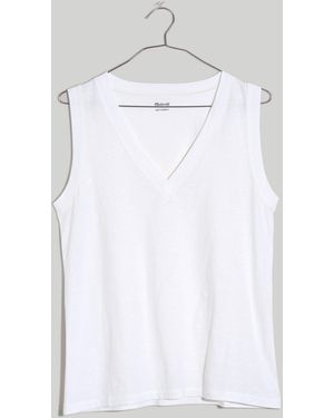 MW Plus Whisper Cotton V-Neck Tank - White