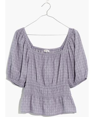 MW Smocked-Waist Crop Top - White