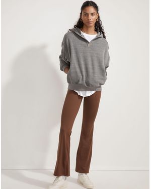 MW Donni (Re)Sourced Cashmere-Merino Button Hoodie Sweatshirt - Grey