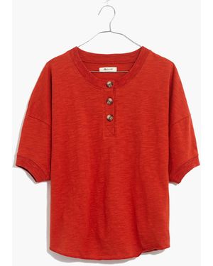 MW Raw-Edge Henley Tee - Red