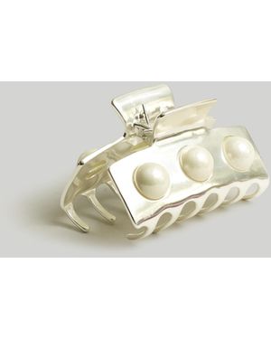MW Pearl Studded Medium Claw Hair Clip - Metallic