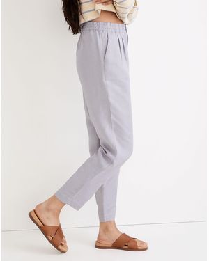 MW Petite Linen-Blend Pull-On Tapered Trousers - White