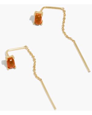 MW Baguette Threader Earrings - White