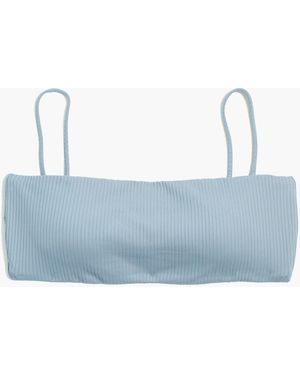 MW Madewell Second Wave Ribbed Spaghetti-Strap Bandeau Bikini Top - White