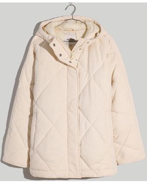 MW Plus Corduroy Holland Quilted Puffer Parka - White