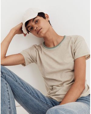 MW Whisper Cotton Rib-Crewneck Ringer Tee - Grey