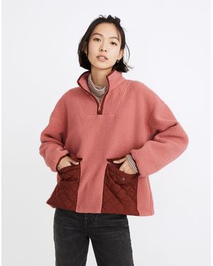 MW (Re)Sourced Fleece Quilted-Pocket Popover Jacket - Red