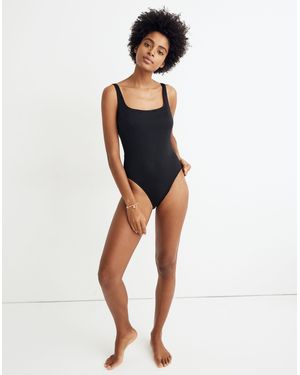 MW Madewell Second Wave Square-Neck Tank One-Piece Swimsuit - Blue