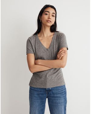 MW Whisper Cotton V-Neck Tee - Grey