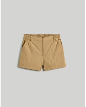MW Zip-Front Tapered Shorts - Natural